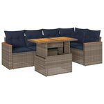 vidaXL Salon de jardin 6 Pièces avec coussins gris résine tressée