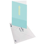 Carte D'anniversaire Festive - Bleu Turquoise - Bougie En Or - A Message - 11 5 X 17 Cm - Draeger paris