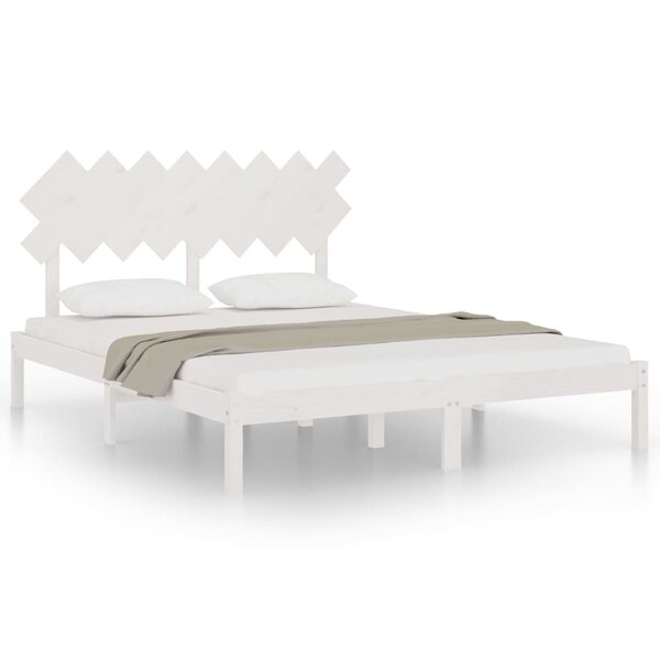 vidaXL Cadre de lit Blanc 160x200 cm Bois massif