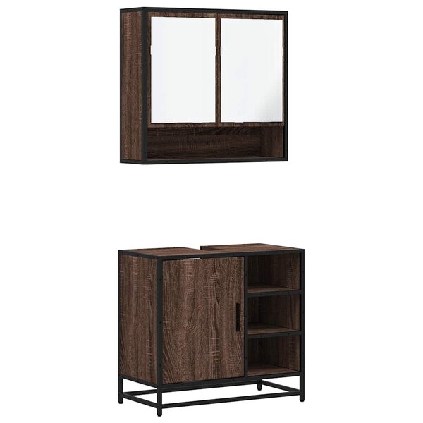 vidaXL Ensemble de meubles de salle de bain 2 Pièces Chêne marron
