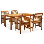 vidaXL Ensemble à manger de jardin 5 Pièces avec coussins Acacia solide