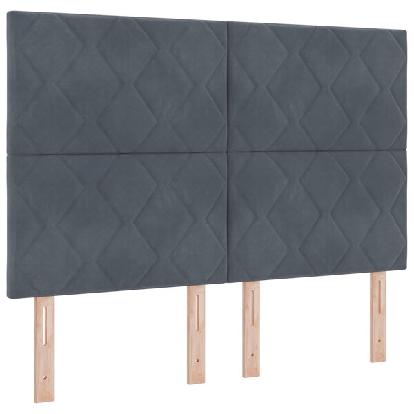 vidaXL Tête de lit en velours gris foncé avec design de blocs en diamant - 160 cm