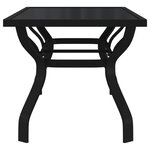 vidaXL Table de jardin Noir 180x80x70 cm Acier et verre