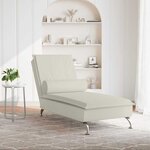 vidaXL Chaise longue de massage avec traversin crème velours