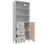 vidaXL Buffet haut Gris béton Bois d'ingénierie