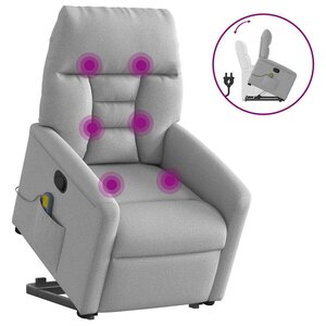 vidaXL Fauteuil de massage inclinable gris nuage tissu