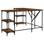 Bureau table poste de travail meuble d'ordinateur informatique étude chêne fumé 139 x 139 x 75 cm bois d'ingénierie brun 02_0023574