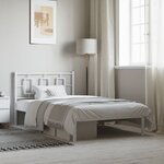vidaXL Cadre de lit métal avec tête de lit blanc 107x203 cm
