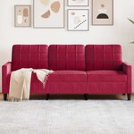 vidaXL Canapé à 3 places Rouge bordeaux 180 cm Velours