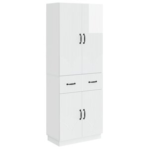 vidaXL Ensemble de Meubles 2 Pièces Blanc brillant Bois d'ingénierie