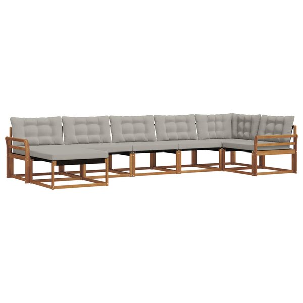 vidaXL Ensemble de canapés d'extérieur 7 pc Gris Naturel et Clair