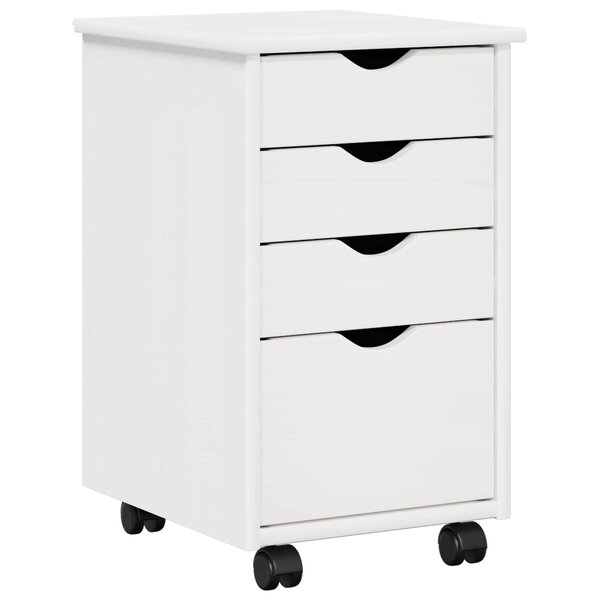 vidaXL Cabinet roulant avec roue Blanc 34 x 39 x 56 cm Pin massif