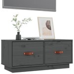 vidaXL Meuble TV Gris 80x34x35 cm Bois de pin massif