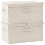 vidaXL Boîtes de rangement 2 Pièces Tissu 50x30x25 cm Crème