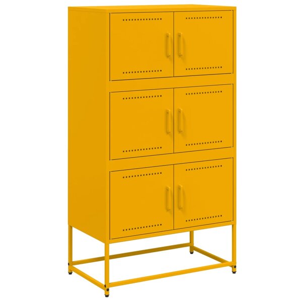 vidaXL Buffet jaune moutarde 68 5x38 5x123 5 cm acier