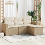 vidaXL Salon de jardin avec coussins 4 Pièces beige résine tressée