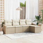 vidaXL Ensemble de canapé de jardin 5 Pièces Beige Poly rotin