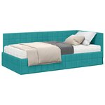 vidaXL Cadre de lit d'angle avec matelas 2 pc Turquoise 100 x 200 cm