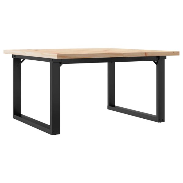 vidaXL Table basse cadre en O 80x80x45 5cm bois de pin massif et fonte