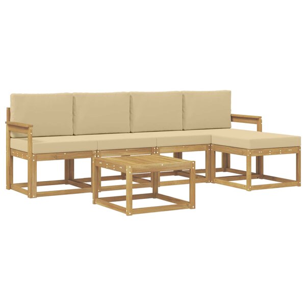 vidaXL Ensemble de canapés d'extérieur 6 pc Blanc et Beige