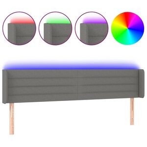 vidaXL Tête de lit à LED Gris foncé 183x16x78/88 cm Tissu