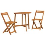 vidaXL Ensemble bistrot 3 Pièces Marron Bois d'acacia massif