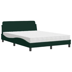 vidaXL Lit avec matelas Dover vert foncé 120x200 cm velours