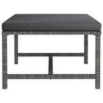 vidaXL Repose-pied sectionnel avec coussin Gris Résine tressée