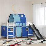 vidaXL Lit mezzanine pour enfants Blanc et Bleu 99 5 x 200 cm Métал