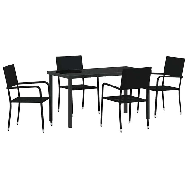 vidaXL Ensemble de salle à manger pour jardin 5 Pièces Noir polyrotin
