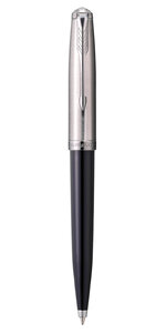 PARKER 51 Stylo Bille  Corps Résine Noire + Capuchon inox poli  Recharge noire pointe moyenne  Coffret cadeau