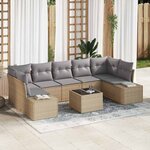 vidaXL Ensemble de canapé de jardin 8 Pièces Beige Poly rotin
