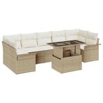 vidaXL Ensemble de canapé de jardin avec coussin 8 Pièces Beige polyrotin