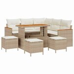 vidaXL Ensemble de canapé de jardin 9 Pièces Beige Poly rotin