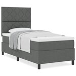 vidaXL Lit à ressorts avec matelas Gris foncé 90 x 200 cm tissu