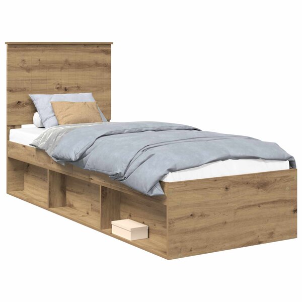 vidaXL Cadre de lit Chêne artisan 75 x 190 cm Bois de pin massif