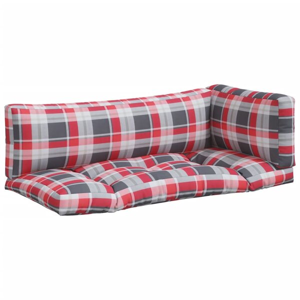 vidaXL Coussins de palette 3 Pièces carreaux rouges tissu