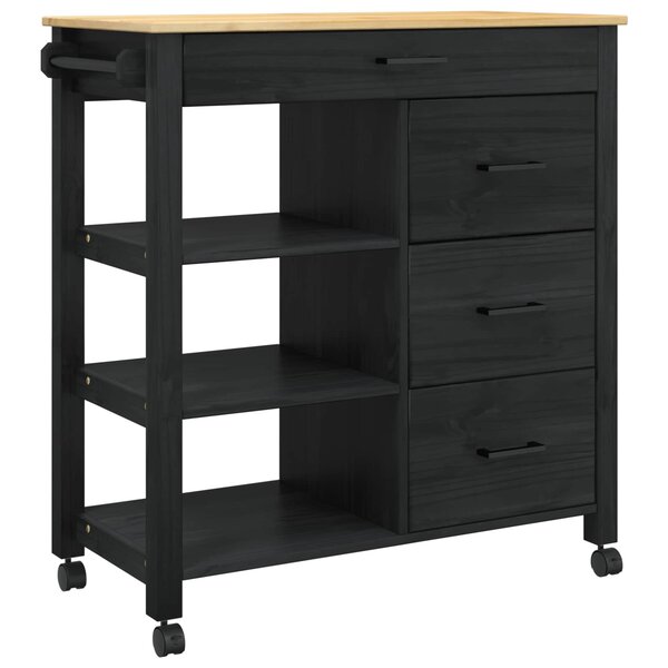 vidaXL Chariot de cuisine Noir 84 x 40 x 88 5 cm