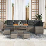 vidaXL Ensemble de canapé de jardin 10 Pièces Gris Poly Rattan