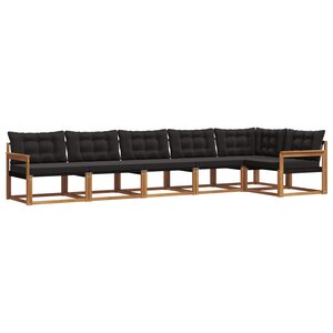 vidaXL Ensemble de canapés d'extérieur 6 Pièces Naturel et Noir