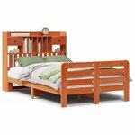 vidaXL Lit bibliothèque sans matelas cire marron 135x190 cm pin massif