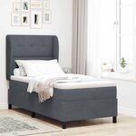 vidaXL Lit à ressorts avec matelas Gris foncé 100 x 200 cm Velours