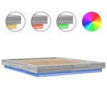 vidaXL Cadre de lit avec lumières LED sonoma gris 160x200 cm