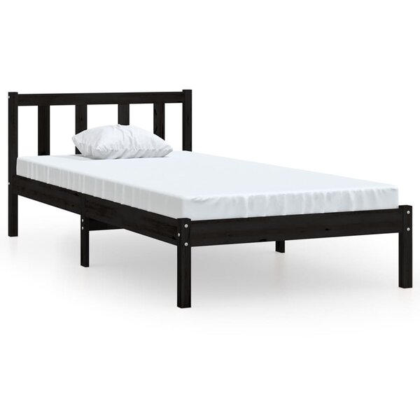 vidaXL Cadre de lit sans matelas noir bois massif 100x200 cm