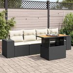 vidaXL Salon de jardin 5 Pièces avec coussins noir résine tressée