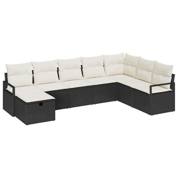 vidaXL Ensemble de canapé de jardin 8 Pièces Noir Poly rotin