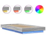 vidaXL Cadre de lit avec lumières LED sonoma gris 75x190 cm