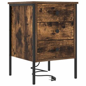 vidaXL Cabinet de chevet Chêne fumé 42 x 41 x 61 cm Bois d'ingénierie