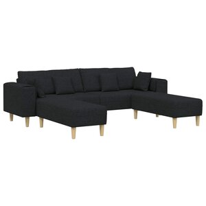 vidaXL Canapé avec coussin 3 Pièces Noir tissu