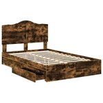 vidaXL Lit de Rangement Chêne fumé 120 x 200 cm Bois d'ingénierie